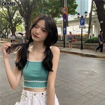 DFMEI 레이스 나시 쇼트 탑 나시녀