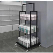 슈퍼 입구 다층 스낵 랙 화장품 타공 철제 가판대, 화이트 3단 (45x45x135cm)