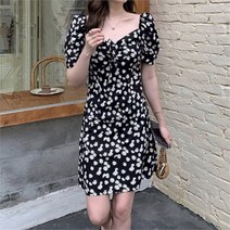여자 데이지 플라워 오프숄더 셔링 투웨이 미니원피스