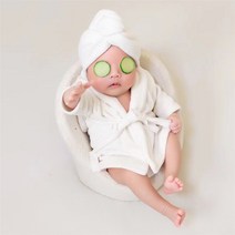 아기 30일 100일 목욕탕 컨셉 사진 촬영 소품 세트, 백일 전후_가운 오이조각