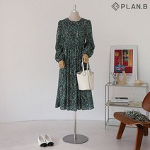 플랜비 컬러 포인트 패턴 롱 원피스 P2303OP029A