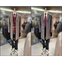 제스 제스 브라운 헤링본 유러피안 세미오버 캐주얼 모직코트 HC7205 (P002354442)