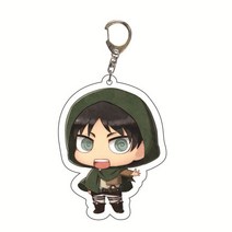 신상품 토끼 귀 애니메이션 피규어 타이탄 키 체인 공격 소장용 레비 에렌 어윈 Q 버전 열쇠 고리 팬 선물 도매, 09 10