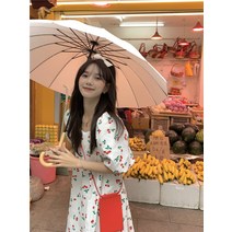 XINHUA 한국 소녀의 선임 Celar Plecement Short -Sleeved Cherry Dress ~ ZB-250588