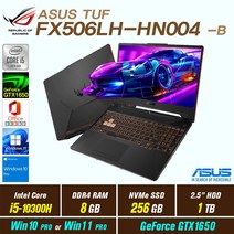 ASUS TUF FX506LH-HN004 + Win10 Pro / Win11 Pro 포함 / GTX1650, 8GB, 1280GB, 인텔 코어 i5 10300H, 본파이어 블랙