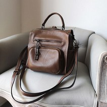 Dirome 심플 데일리 천연소가죽 크로스 숄더겸용 미니 여성백팩