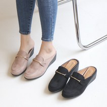 여성 키높이 통굽 블로퍼 금장 뮬 로퍼 슬리퍼 5cm