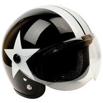 한미 면베이비 블랙 화이트별 오토바이 스쿠터 헬멧