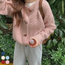 도오빠 비미르 여성 꽈배기 니트 가디건 스웨터 루즈핏 라운드넥 긴팔 무지 버튼 레이어드 가을 겨울 직장인 대학생 여자가디건