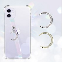 로윈 휴대폰 핑거스트랩 +1 클래식줄 하나더 오로라 크리스탈 팬던트 키링 핸드폰스트랩, D1 골드문, 블랙