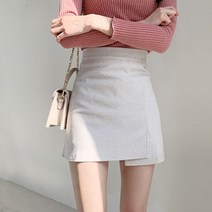 러블리아미에 / 아미에 / 스웨이드 언발 미니 울 모직 랩 스커트