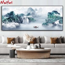 십자수 도안 집에서할수있는취미 풍경 다이아몬드 그림 거실 전체 다이아몬드 새로운 크로스 스티치 풍수, 80x220cm 원형