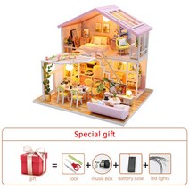 모형집 카페미니어처 DIY 큰인형의 집 Diy 미니어처 키트 룸박스 빌라 수영장 포함 3D 나무 모델 빌딩, 15 house-P