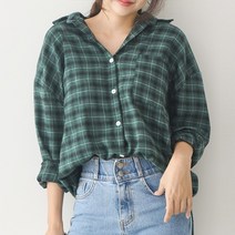[드레스날다] 어라운드 체크 루즈핏 언발 롱 셔츠(nb203)