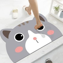 폴라도레 소프트 규조토 발매트 욕실 주방 매트 화장실 부엌 러그, 23-호기심냥이[45x65cm]