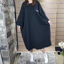 상상그이상 레터링 루즈핏 빅사이즈 박스 롱 원피스