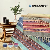 [한일카페트] 코튼라인 핸드메이드 순면 에스닉 여름 캠핑 러그 140x200