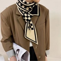 캐시미어 목도리 배색 체커보드 고리형 니트 울터치 숏 쁘띠 리본 넥타이 남여공용 머플러
