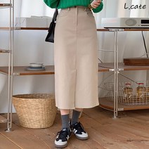 엘케이트 여성 스커트 LRK498 뒷밴딩 트임 롱 치마