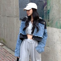 떳다그녀 블란체 투톤 크롭 데님 자켓