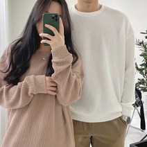 1+1 남녀공용 긴팔티 커플시밀러룩 골지 맨투맨