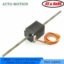 NEMA 11 300mm Tr5 2 리드 스크류가있는 캡 티브 스테퍼 모터 NEMA11 선형 34mm 0.75A 60mN.m, 01 28HS34-300T52