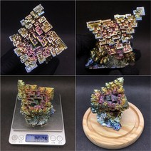 비스무트 무지개금속 비스무스 천연원석 비스무트결정 큐브, 연보라 X0461-363.9g