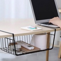 책상밑 서랍 철제 히든 언더 선반 책상 소품 정리함, 화이트