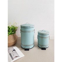 허니상점 빈티지 페달 철제 휴지통 쓰레기통 블루 / 2size, 소(5L)
