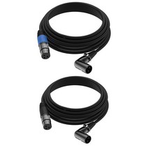 LanSenSu 직각 XLR - 스트레이트 플러그 케이블 90도 암-스트레이트 수 밸런스 코드 3핀 3핀 (직각 수-0.5피트) 2팩 599257, Right Angle -Male-6.6FT