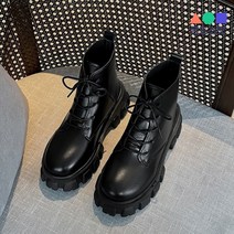 몬드스팟 5cm 여성 왕굽 통굽 둥근코 마틴 워커 부츠 무광블랙(DM432)