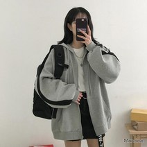 Makone 중학생맨투맨스웨터 INS 유행 맨투맨 여자 봄가을 중학생 가디건 후드 교복위에 후드티 교복후드 여성의류+고급손톱깎이 증정
