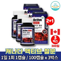 캐나다 액티브 철분 약국 아기 성장기 어린이 아이 임신초기 산후 철분제 복용법 영양제 철분제제 푸마르산제일철 캡슐 식약처 인증, 3박스
