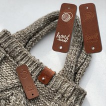 반으로 접는 모자 가방장식 핸드메이드 라벨 가죽 니팅태그, 추가안함, 레드브라운 불박