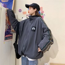가을 스포츠 느슨한 야구 정장 플러스 벨벳 패딩 긴 소매 스웨터 코트 여성