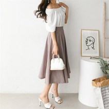 드레스날다 엘링 플레어 밴딩 롱 스커트 sk250