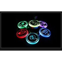 통통하트 LED 컵홀더 LED 컵받침 차량무드등 차량인테리어 1SET 2P 새차선물, 테슬라