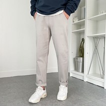 남자 스톤 워싱 테이퍼드 사계절 밴딩 치노 팬츠
