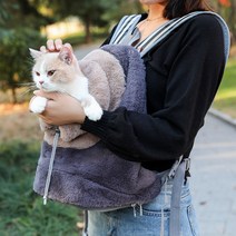 겨울 새로운 봉제 애완 동물 가슴 배낭 고양이 밖으로 휴대용 애완 동물 가방 스팟 도매 봉제 고양이 가방, 브라운