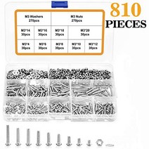 VIGRUE 810 Pcs M4 Screw Assortment Kit 304 Stainless Steel Machine Screws Phillips Pan Head Screws B, M4 810Pcs Screws Nuts Set, 810 m4