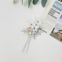 달꽃 플라워 진주 한복 뒤꽂이 혼주 셀프 웨딩 올림머리 비녀