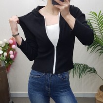 제이후 무지 슬림 스판 포근 후드 집업 가디건