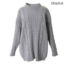 에이비플러스 ab.plus 라운드넥 꽈배기 패턴 디테일 니트 (LSY1MW58A)