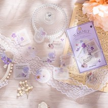 8종 30장 플라워 감성 다꾸 스티커 (소소명명), 핑크