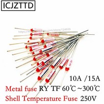 솥밥 금속 퓨즈 CCC RY 250V 10A TF 121 섭씨도 온도 열 전기 밥솥 전자 레인지, 02 15A_01 10pcs_22 130℃