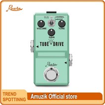 rowin ln-328 튜브 드라이브 기타 아날로그 오버드라이브 페달 클래식 블루스 페달 디스토션 박스 노멀 부스트 모드 미니 사이즈, green|CHINA