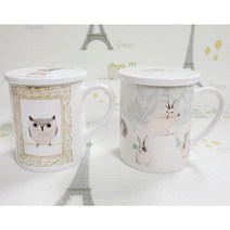 풀토끼와부엉이뚜껑머그/행남자기/뚜껑머그4p