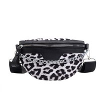 힙색 패니 팩 허리 가방 체인 플러시 얼룩말 인쇄 여성 타이거 레오파드 화니 어깨 Crossbody 가슴 핸드백 바나나 벨트