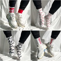 SUPREME 슈프림 레터링 스트릿 스포츠 조거팬츠 양말 남녀공용 4종