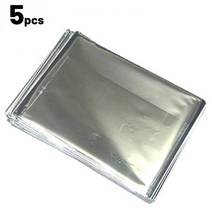 군용반합 백패킹 군용 코펠 Outdoor PET Insulation Emergency Blanket Survival First-aid Kit Military Rescue Wind, [02] Silver 5pcs